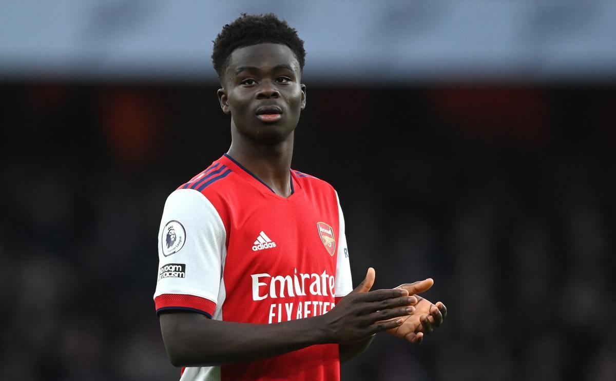 arsenal's Bukayo Saka in a football stadium