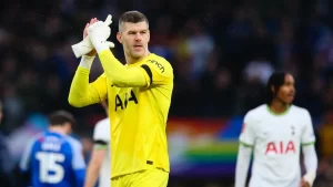 Fraser Forster during a match for Tottenham Hotspurs