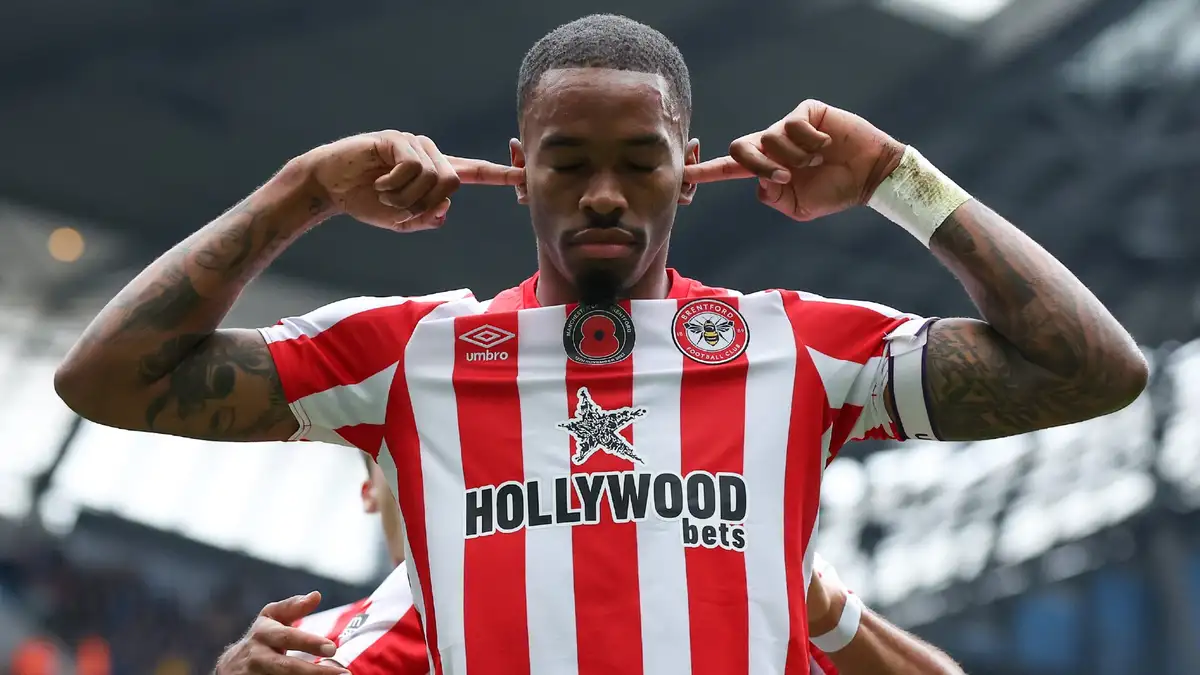 Ivan Toney celebrating after scoring a goal