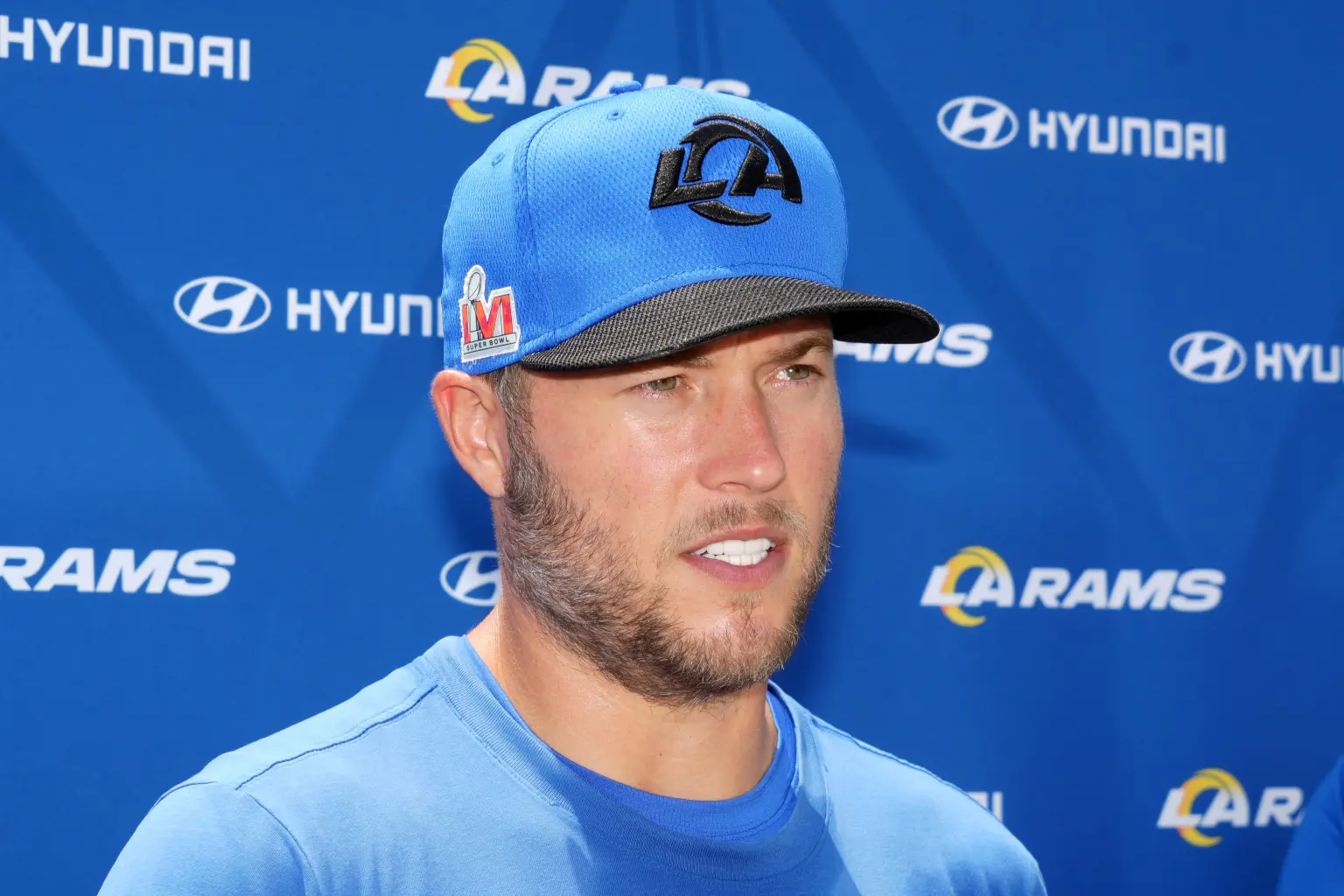 Matthew Stafford the Rams quaterback during a press conference