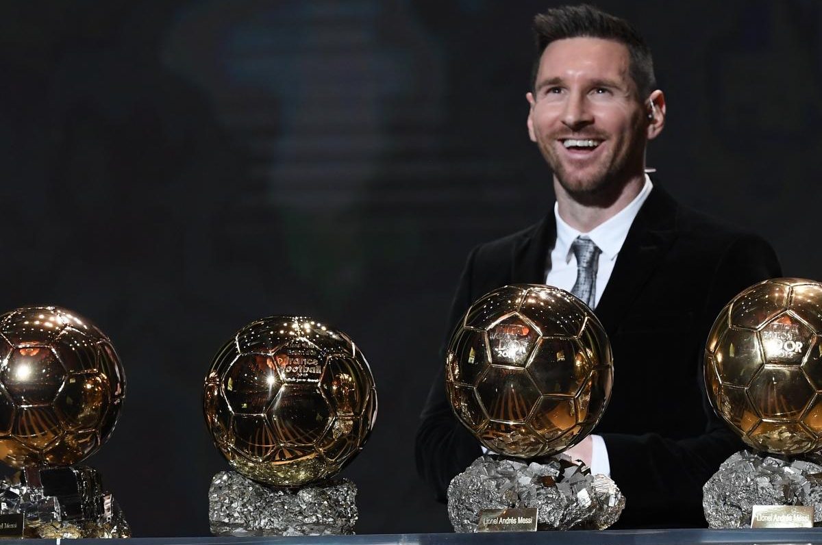 Messi with his ballon dor