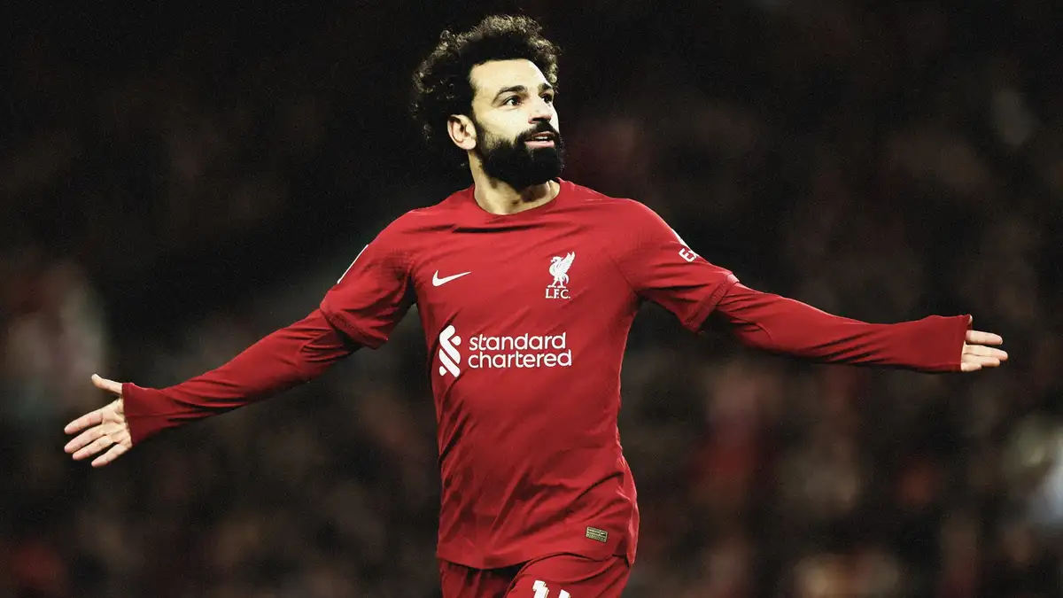 Mohamed Salah celebrating his goal for Liverpool