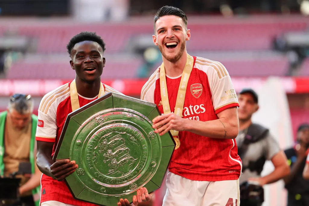 Bukayo Saka and Declan Rice got their hands on the Community Shield at the start of the season