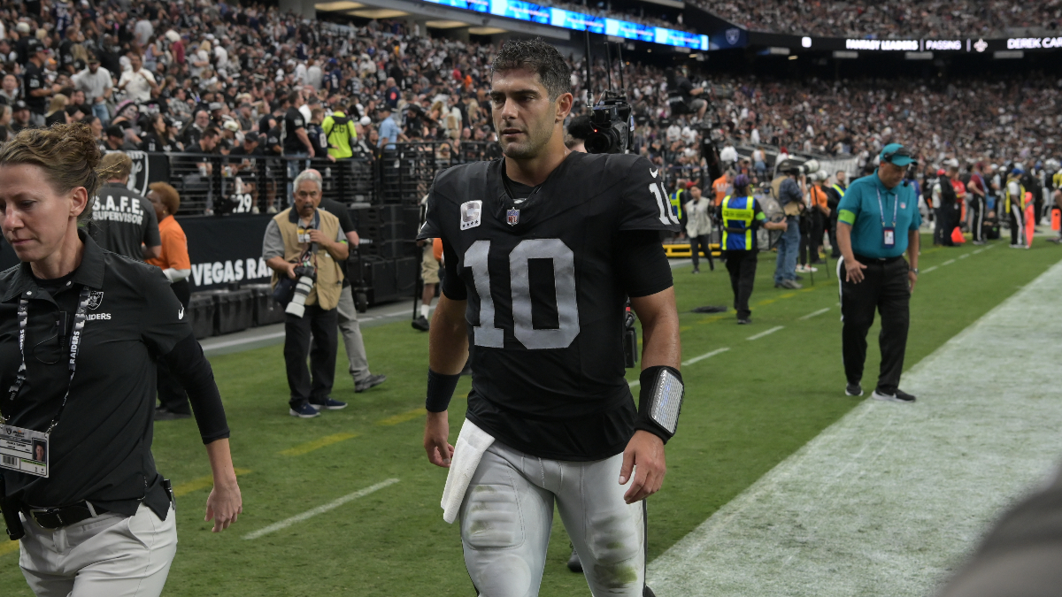 Raiders Quarterback Jimmy Garoppolo Hospitalized After Back Injury in Victory Against Patriots