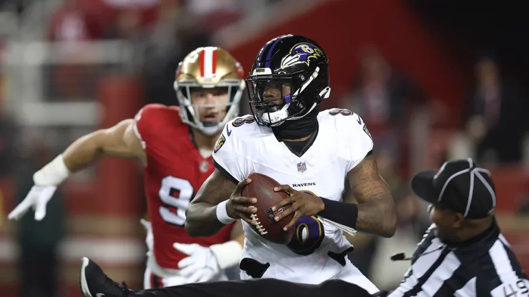 Ravens' Lamar Jackson Trips Over Referee, Draws Penalty in Clash Against 49ers