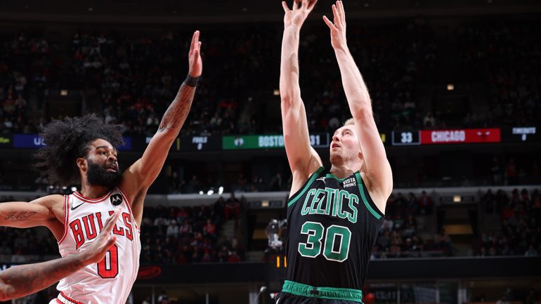 Red-hot Sam Hauser sets Celtics 3-point record in win over Bulls