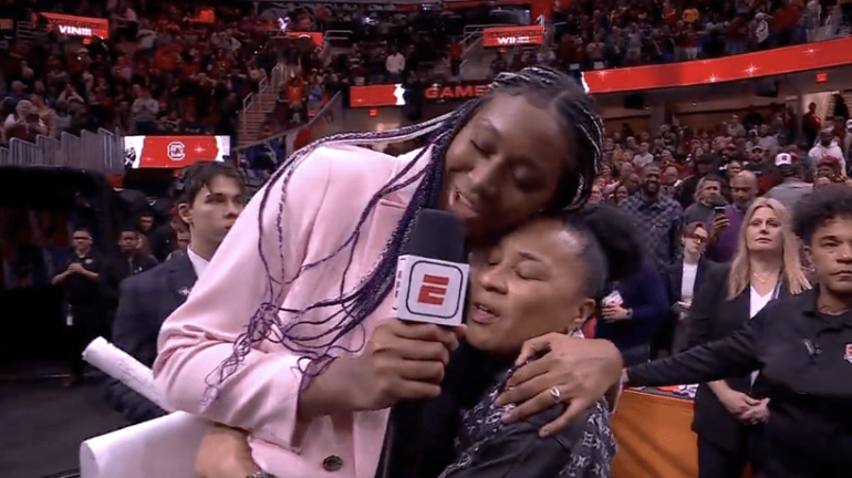 Fans Loved Dawn Staley’s Sweet Postgame Interview With Aliyah Boston After South Carolina’s Final Four Win