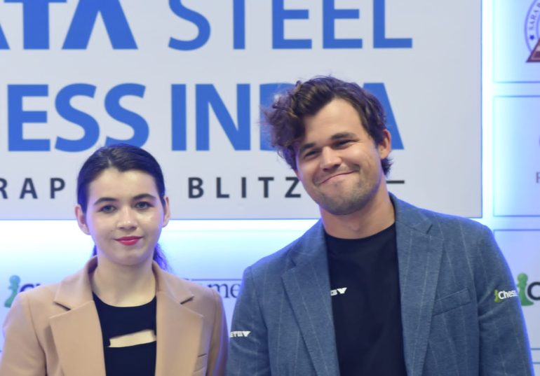 Magnus Carlsen and Aleksandra Goryachkina Dominate Tata Steel Chess India Rapid with Stunning Performances