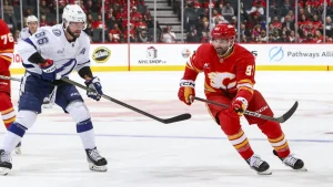 Kucherov Leads Lightning’s 8-3 Win Over Flames with Record-Tying Six Points and Guentzel Hat Trick