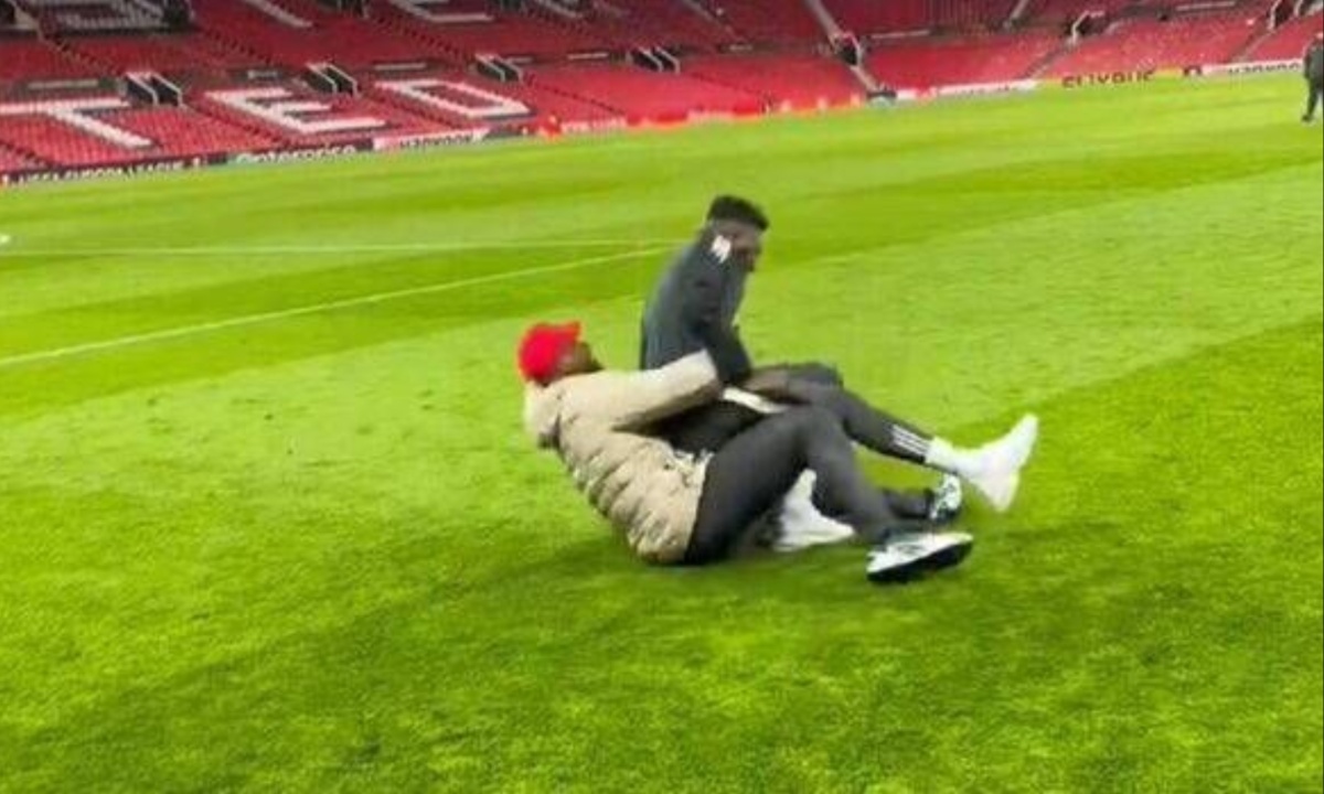 MMA Legend Francis Ngannou Playfully Wrestles Manchester United’s Andre Onana After Europa League Win