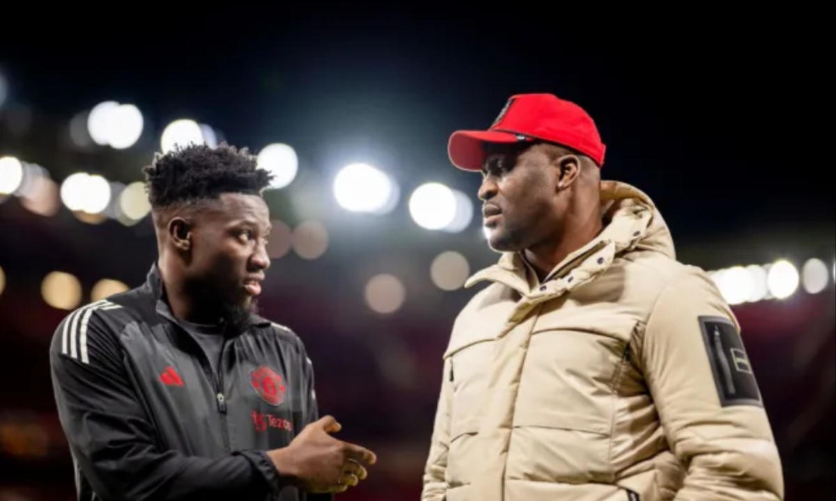 MMA Legend Francis Ngannou Playfully Wrestles Manchester United’s Andre Onana After Europa League Win