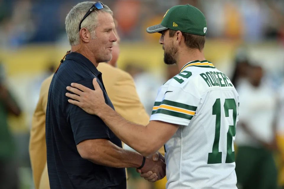 Brett Favre and Aaron Rodgers