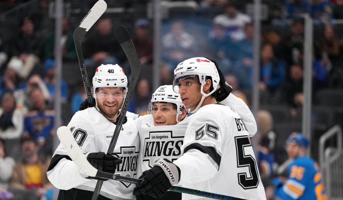 Trevor Moore Returns Scores 100th Goal Lifts Kings Past Blues in Shootout Win